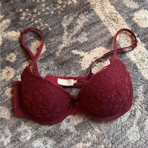 Gilly Hicks Floral Lace Jordan Push Up Maroon Bra